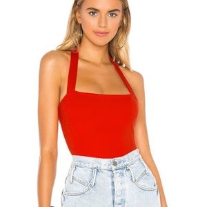 Superdown Reece Halter Bodysuit in Red Size S